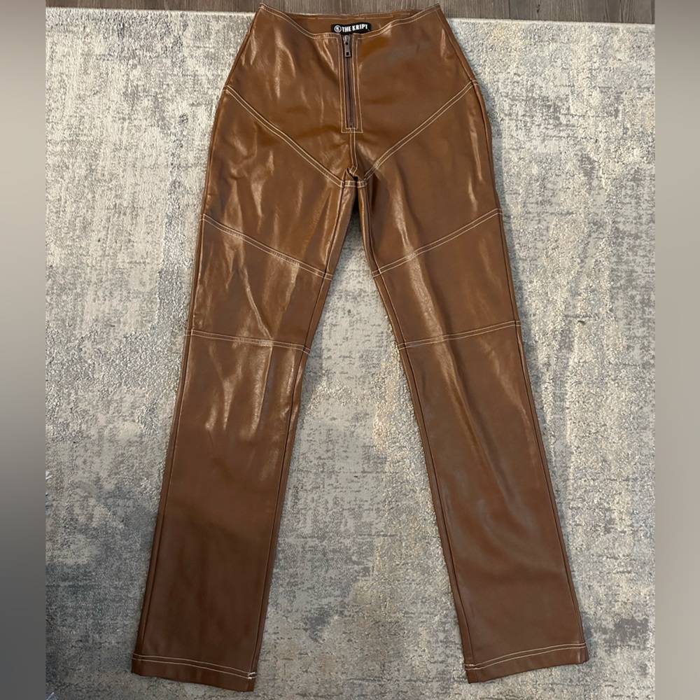 The Kript Brown Leather Pants